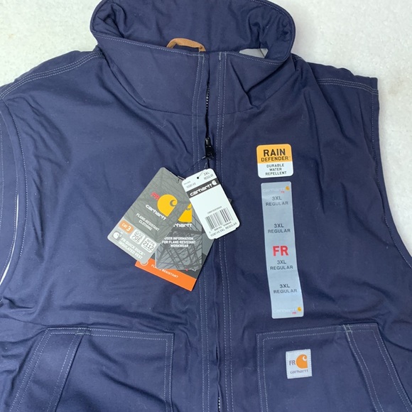 3XL Regular Carhartt Workwear FR Vest for Men, Quick Duck Insulated, Navy - Picture 6 of 16